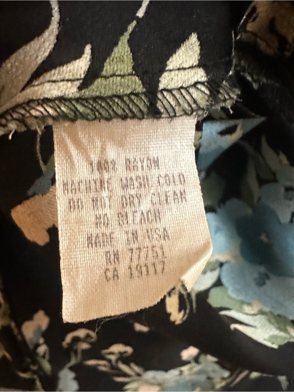 Betsey Johnson Black Slip Dress with Blue and Cream Floral Print - Picture 9 of 14
